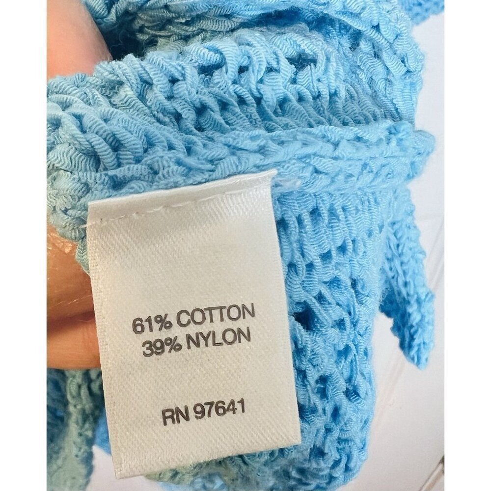 J. Jill Turquoise Open Stitch Knit Aegean Small Pullover 3/4 Sleeve Sweater NWT - Picture 9 of 10